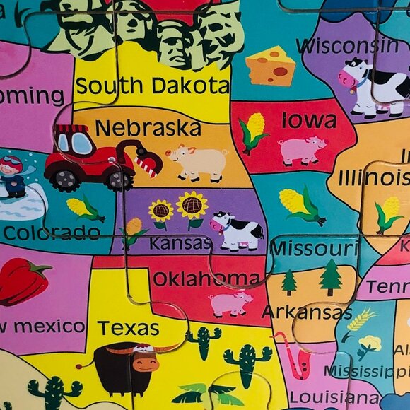 Wooden USA Map Puzzle, United States Puzzles 25 Pcs New Sealed Age 3+ - Picture 11 of 12